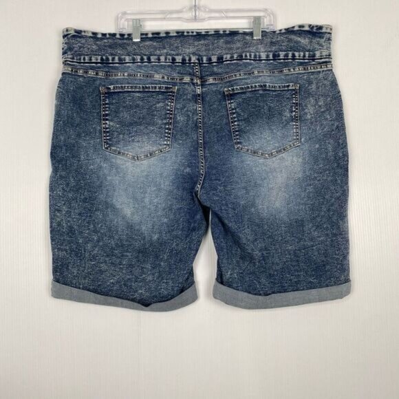 One5One Women's Stretch Denim Shorts Size 3X Blue Pockets Pull On - Picture 3 of 9